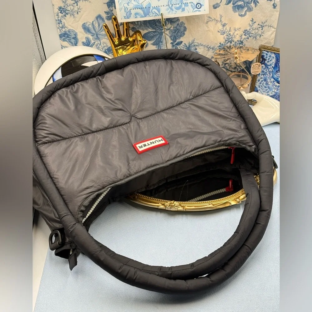 🆕 HUNTER 🧿 NWOT Large Framed Puffer Bag, Black *MISSING CROSSBODY STRAP*